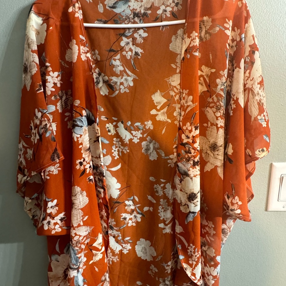 Women’s orange floral cover up one size